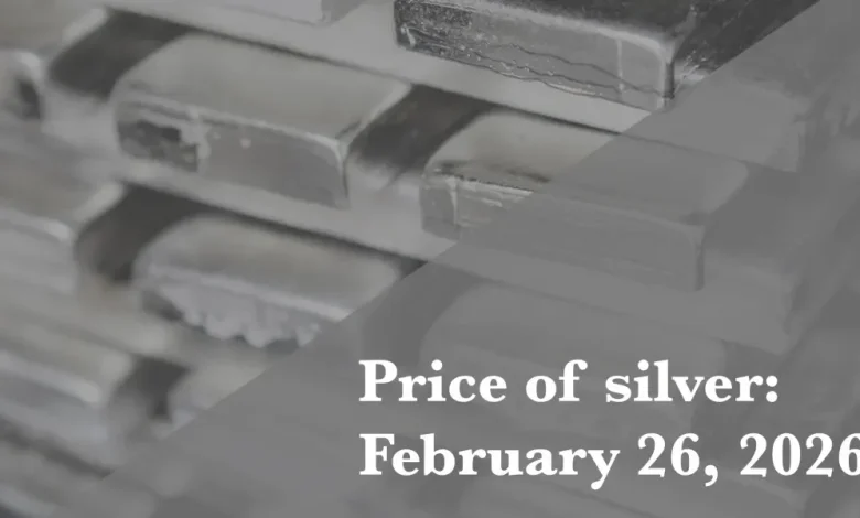 Current price of silver as of Thursday, February 26, 2026
