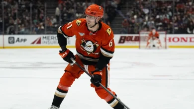 Ducks' Cutter Gauthier exits vs. Maple Leafs with upper-body injury