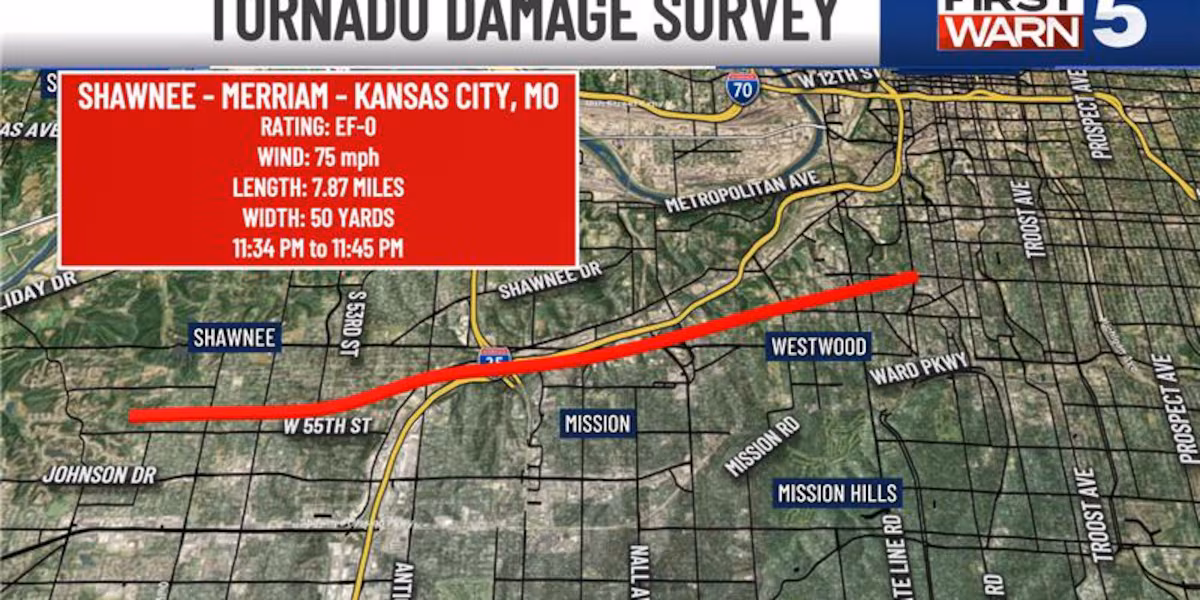 EF0 tornado touched down in Johnson County, Kan., crossed into Kansas City, Mo., NWS confirms