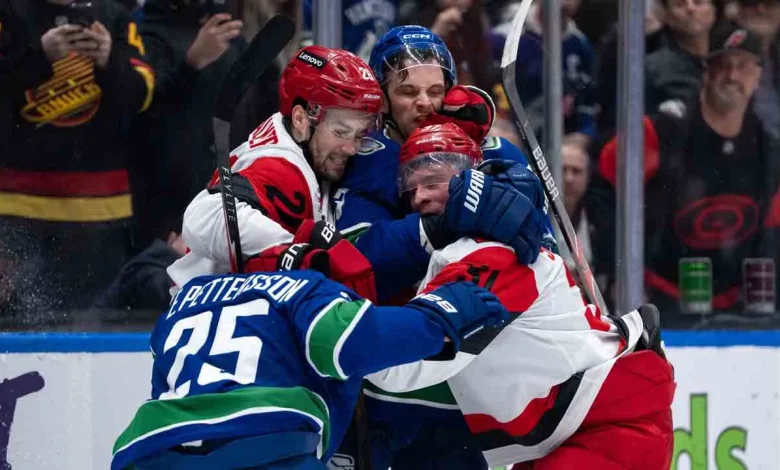 Ehlers scores hat trick, Hurricanes hand Canucks seventh straight loss