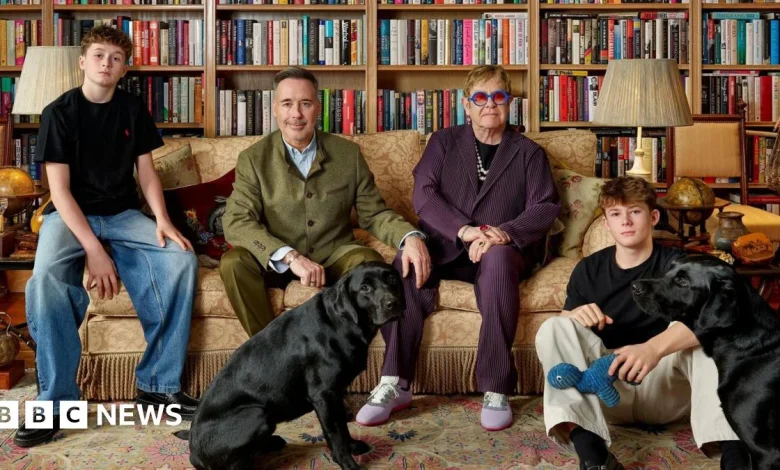 Elton John's family photo hung in National Portrait Gallery