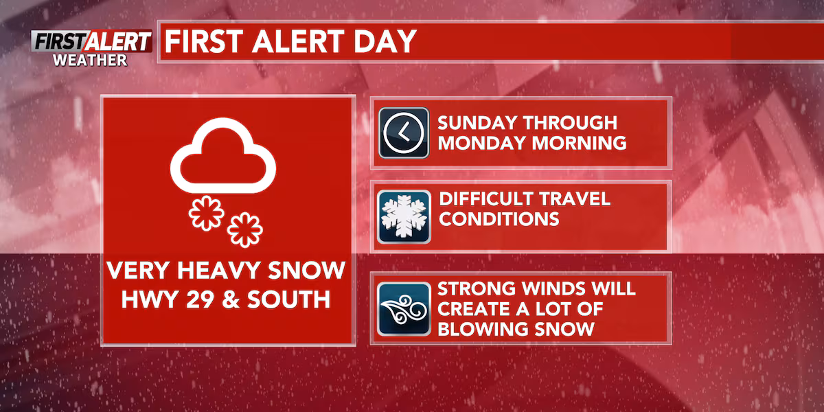First Alert Weather Day Sunday into Monday major winter storm is possible