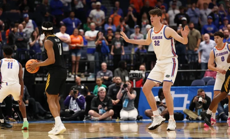 Florida’s Olivier Rioux, at 7-foot-9, becomes tallest player to appear in NCAA Tournament game