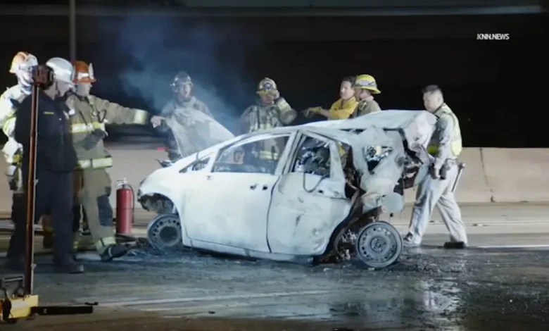 Former CHP officer Angelo Rodriguez and Iris Salmeron charged with murder in fiery Norwalk crash that killed 4 people