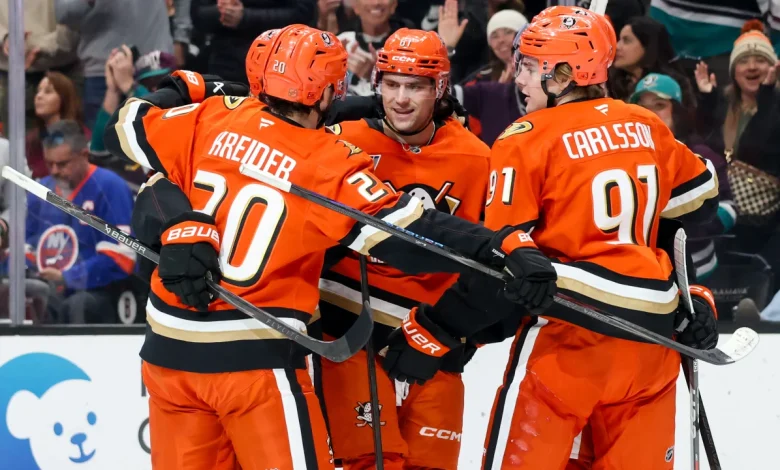 Gauthier scores twice, Husso makes 42 saves in Ducks victory against Islanders
