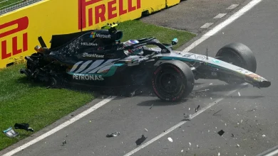 George Russell leads interrupted FP3 as Kimi Antonelli suffers heavy crash