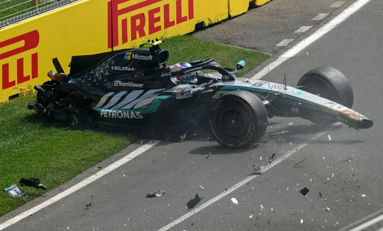 George Russell leads interrupted FP3 as Kimi Antonelli suffers heavy crash