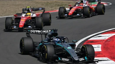 George Russell outduels Ferrari drivers on way to sprint win