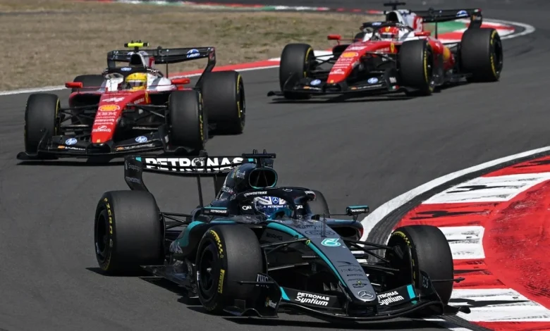 George Russell outduels Ferrari drivers on way to sprint win