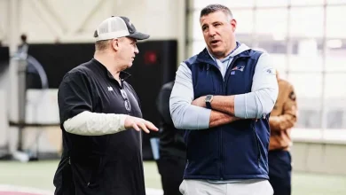 Head Coach Mike Vrabel, Patriots Staffers Scout NFL Draft Prospects at Boston College's Pro Day 