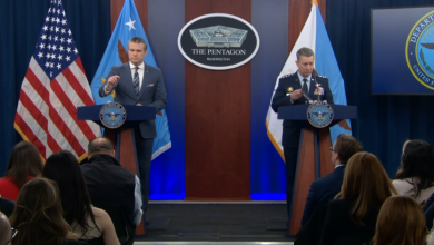 Hegseth and Caine holding briefing on Iran war