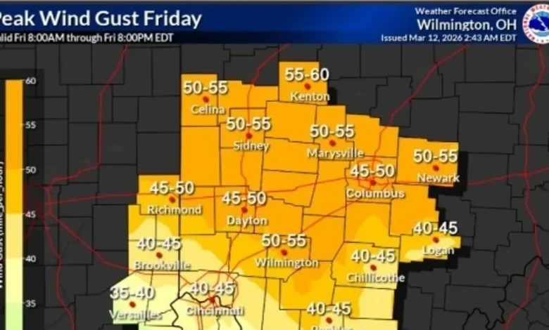 High wind warning for 60 mph gusts issued for central Ohio