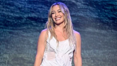 Hilary Duff Brings a Daring Sheer Look With High Slit to The Tonight Show