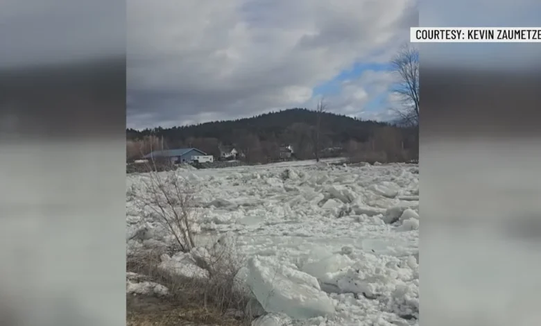 Ice jam in Ausable River