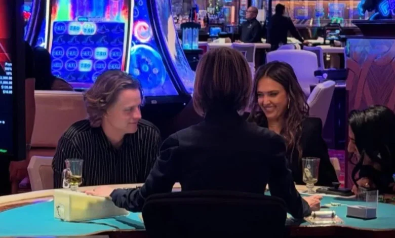 Jessica Alba beams with NFL star Joe Burrow on casino date