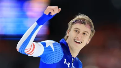 Jordan Stolz leads World Allround Speed Skating Championships after day 1