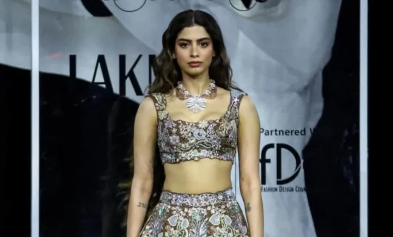 Khushi Kapoor Stuns In Aisha Rao Lehenga And Diamond-Sapphire Necklace At Lakme Fashion Week