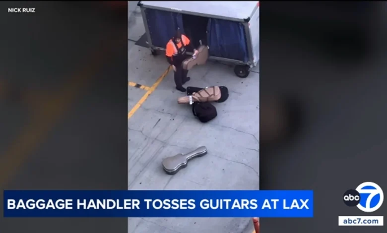 LAX baggage handler caught on video carelessly tossing guitars on tarmac