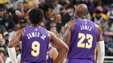 LeBron and Bronny James connect on first father-son assist