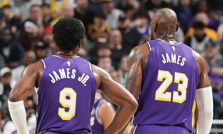 LeBron and Bronny James connect on first father-son assist