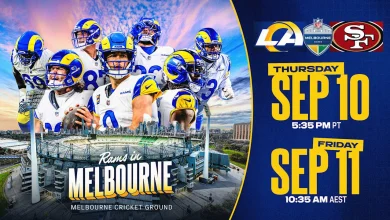 Los Angeles Rams vs. San Francisco 49ers game set for Friday, September 11 in Melbourne, Australia — Live in Los Angeles on Thursday, September 10 at 5:35 PM PT