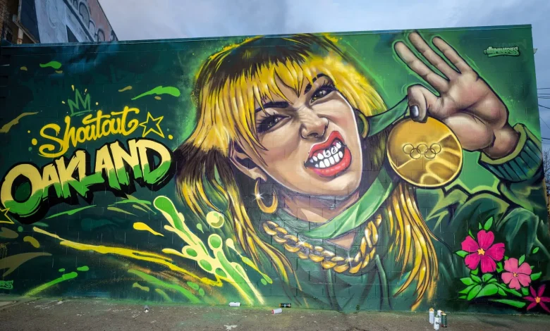 Major mural of Oakland Olympic champ Alysa Liu goes up in Temescal