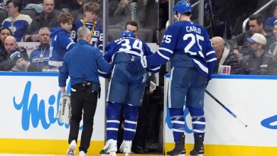 Maple Leafs’ Matthews exits after Gudas ejected for knee-on-knee hit