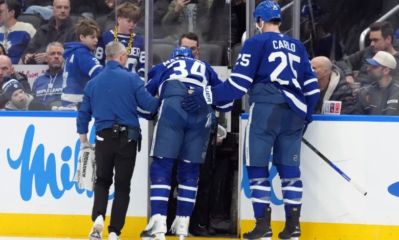 Maple Leafs’ Matthews exits after Gudas ejected for knee-on-knee hit