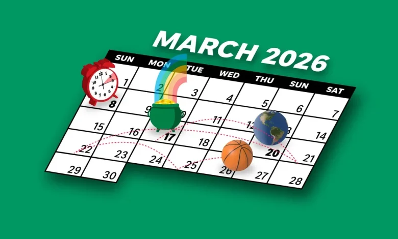 March 2026 calendar: St. Patrick's Day, daylight saving time, more