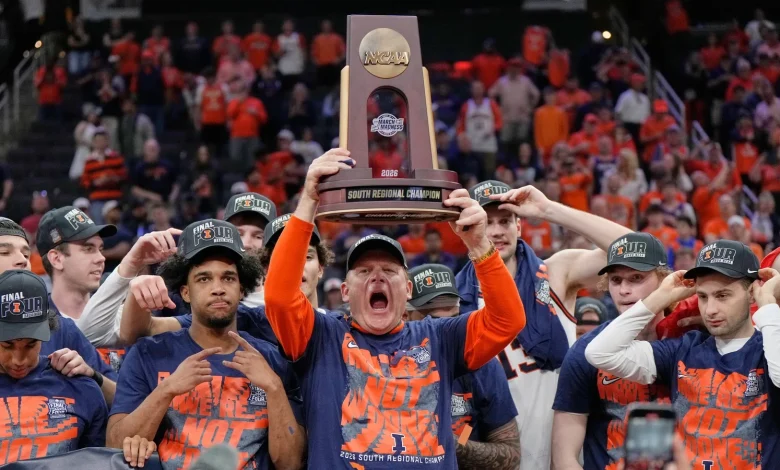 March Madness: Illinois to face UConn in its first Final Four in 21 years after teams beat Iowa, Duke in Elite Eight