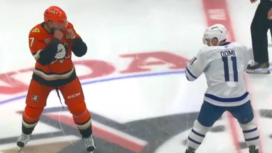 Max Domi fights Radko Gudas three seconds into Auston Matthews revenge game