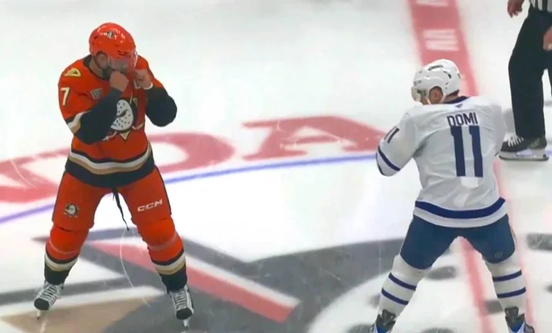 Max Domi fights Radko Gudas three seconds into Auston Matthews revenge game
