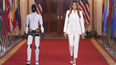 Melania Trump shares the spotlight with a robot at an education and technology event : NPR