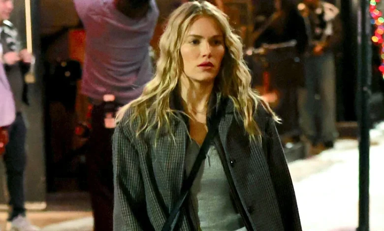 Michelle Randolph Seen Filming Holiday Movie ‘Clashing Through the Snow’ in NYC