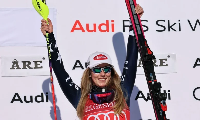Mikaela Shiffrin wins record-tying 8th WC slalom of season