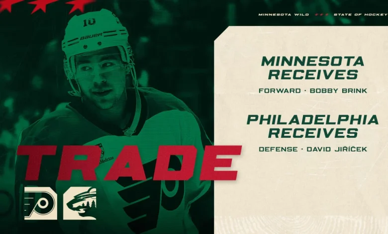 Minnesota Wild Acquires Forward Bobby Brink From the Philadelphia Flyers
