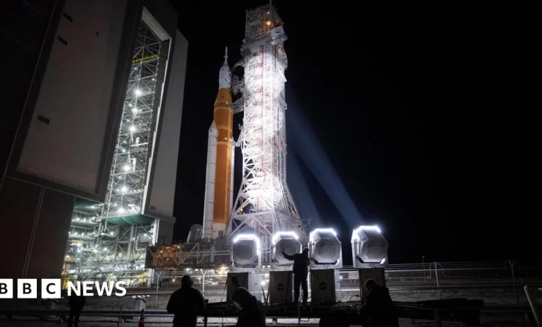 Nasa's Moon rocket Artemis rolls back to pad for possible April launch