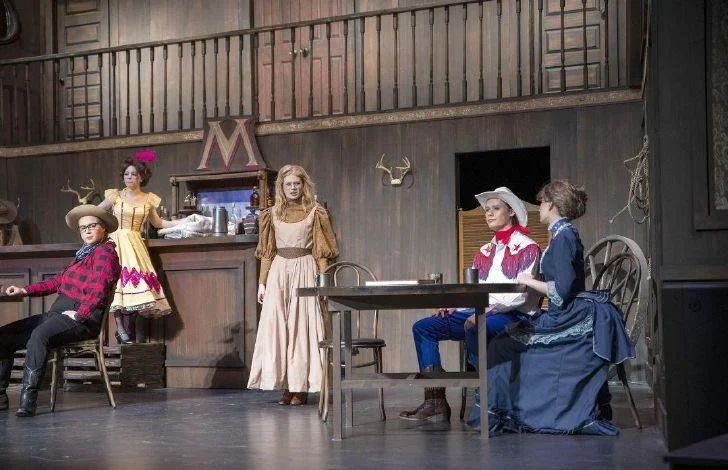 Pictured from left to right: Dakota Lewis, Kloey Kinnear, Elliot Jadlocki, Aster Ferrisand Jillian King as they practice a scene from University of Findlay Theater Department presentation of