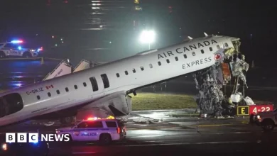 Plane and ground vehicle collide at New York's LaGuardia Airport
