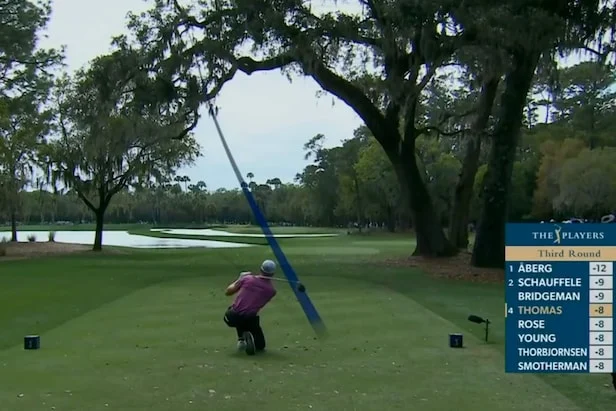 Players 2026: Justin Thomas tripped up by controversial tree, makes disastrous triple bogey