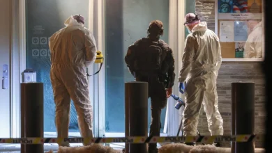 Police investigate an explosion outside the U.S. Embassy in Oslo, Norway