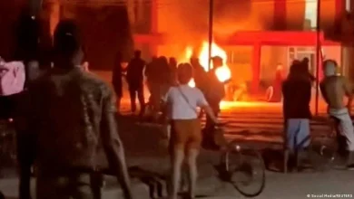 Protesters attack ruling party's office amid blackouts