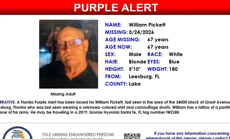 Purple Alert issued for Florida man. What it means, how you can help