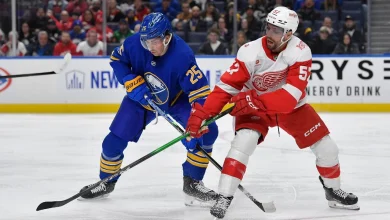 Red Wings score three in first period to top Sabres, stay alive in playoff race