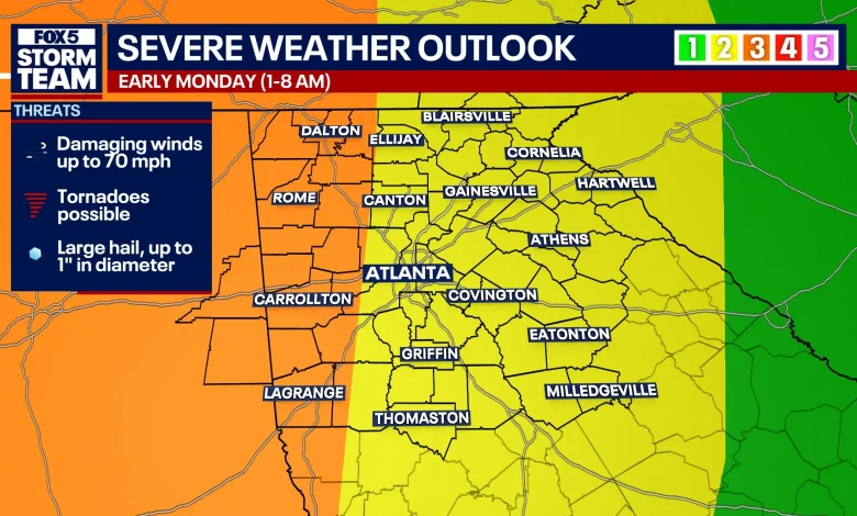 Risk upgraded as storms bring severe weather to North Georgia Monday