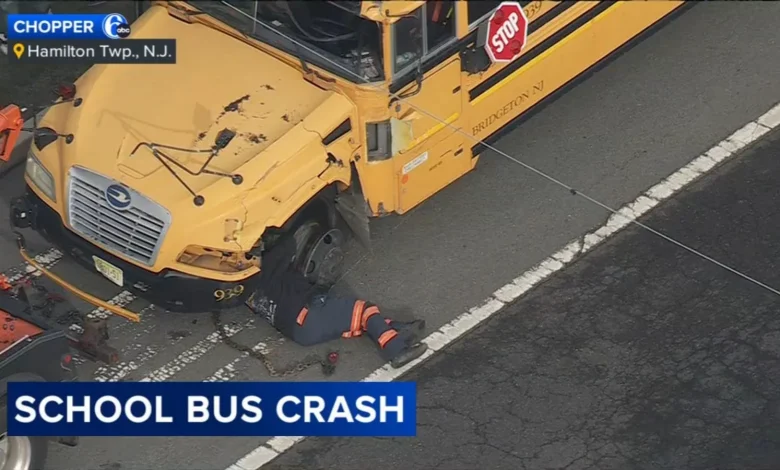 School bus and UPS truck collide in Mercer County, New Jersey