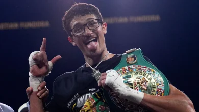 Sebastian Fundora demolishes Keith Thurman in Las Vegas to retain WBC super-welterweight title