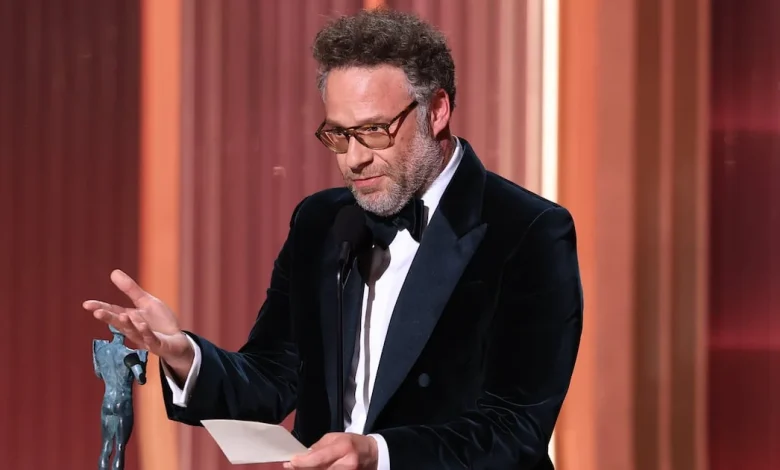 Seth Rogen Gets Emotional Accepting Award for Late Co-Star Catherine O’Hara