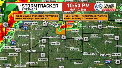 Severe thunderstorm warning issued for Elkhart, Cass and St Joseph County