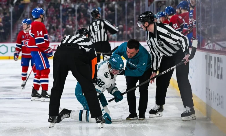 Sharks’ Igor Chernyshov leaves game against Canadiens with injury